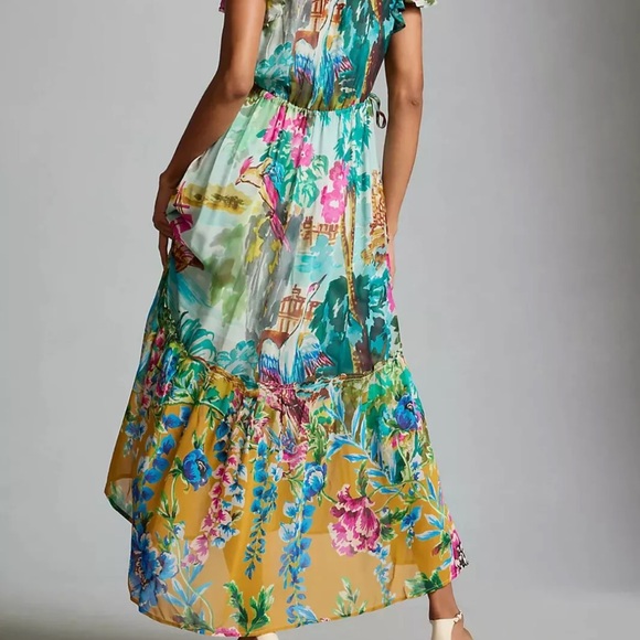 Anthropologie Colorful Flutter Sleeve Midi Dress - Picture 3 of 9